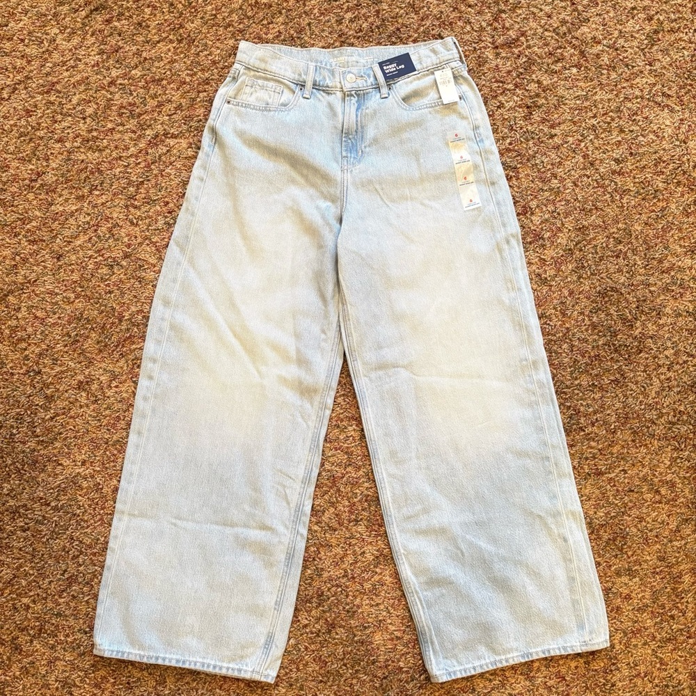 NWT Old Navy Baggy Wide Leg Drapey Denim Jeans Light Wash Size 6